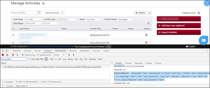activity advanced search API